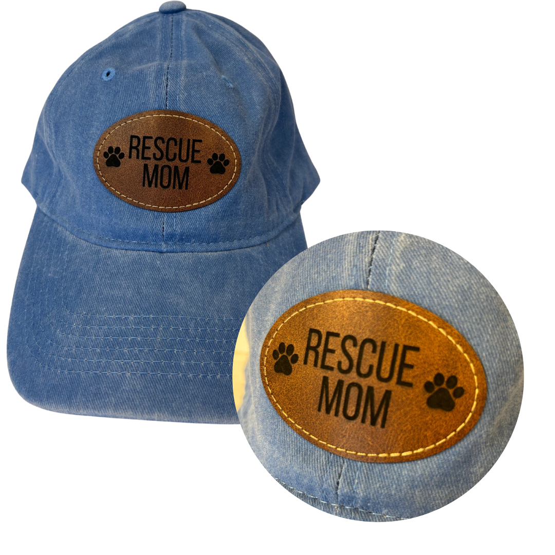 Rescue Mom - Engraved Leatherette Hat