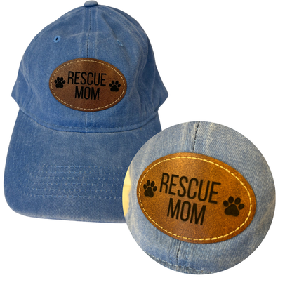 Rescue Mom - Engraved Leatherette Hat
