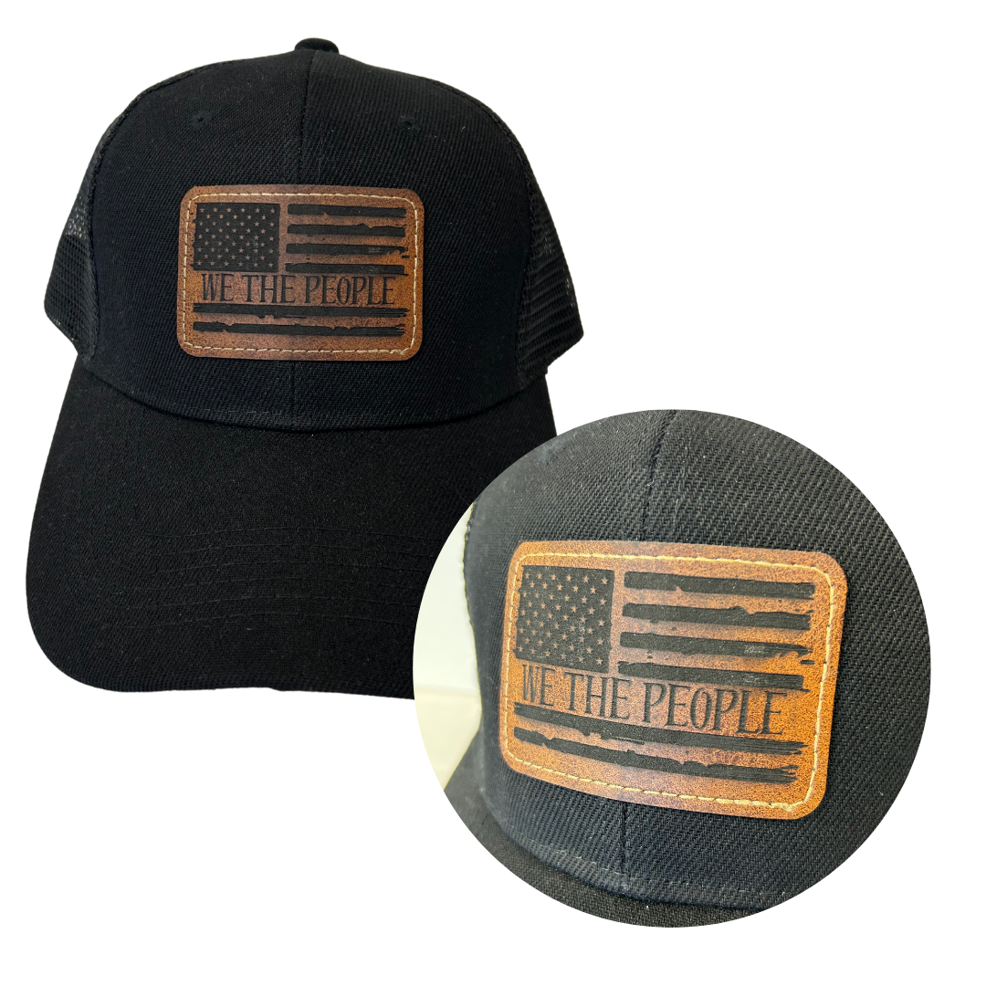 We The People Flag - Engraved Leatherette Hat
