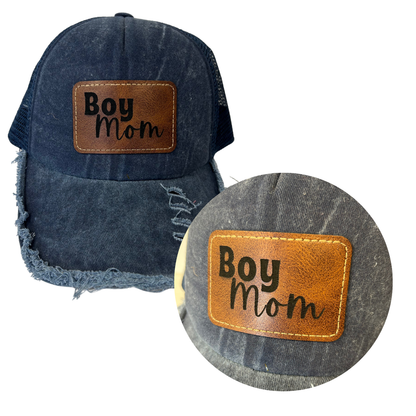 Boy Mom - Engraved Leatherette Hat