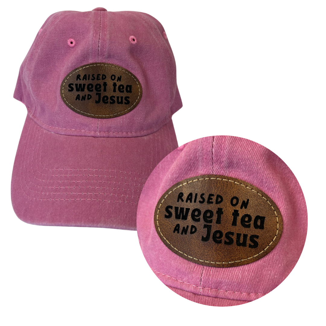 Sweet Tea and Jesus - Engraved Leatherette Hat