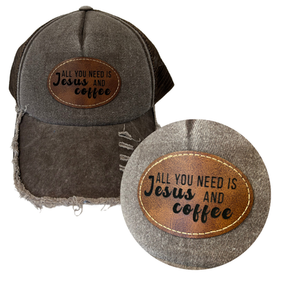 Jesus and Coffee - Engraved Leatherette Hat