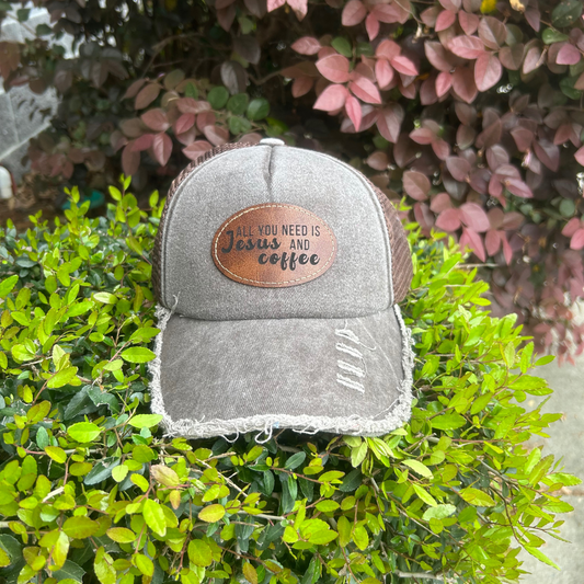 Jesus and Coffee - Engraved Leatherette Hat