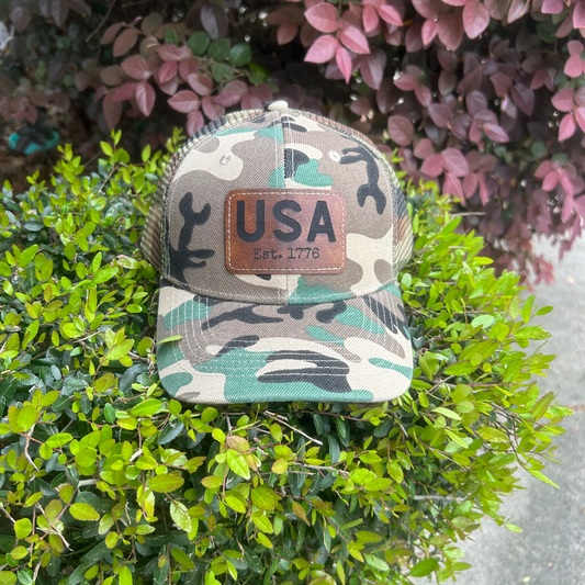 USA - Engraved Leatherette Hat