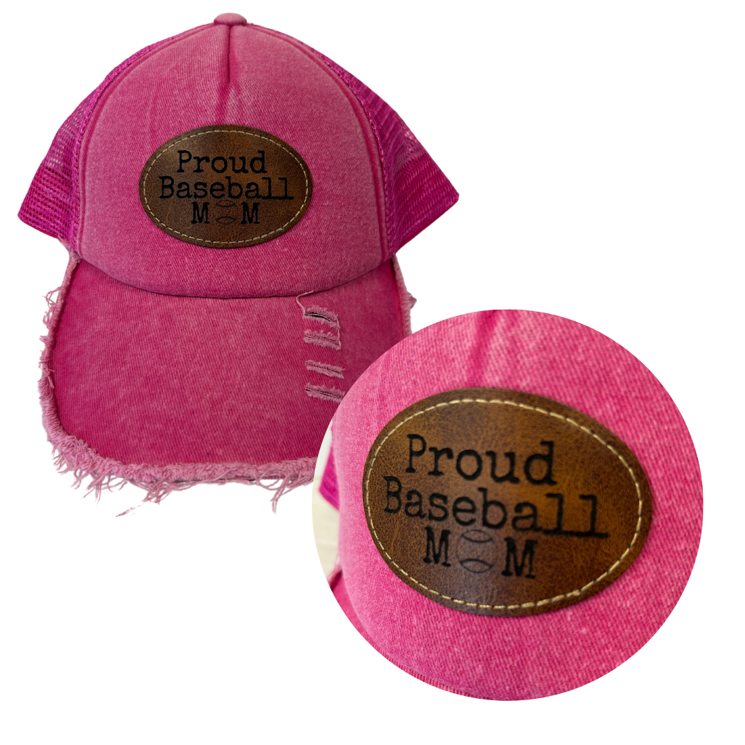 Baseball Mom - Engraved Leatherette Hat