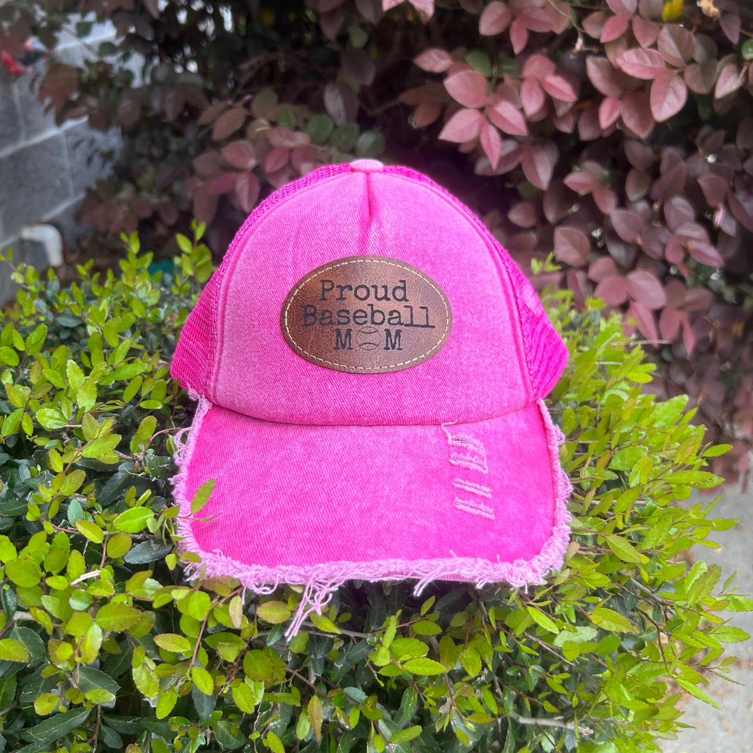 Baseball Mom - Engraved Leatherette Hat