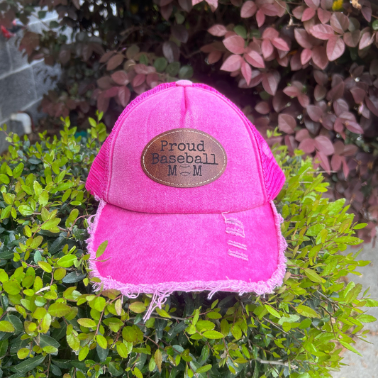 Baseball Mom - Engraved Leatherette Hat