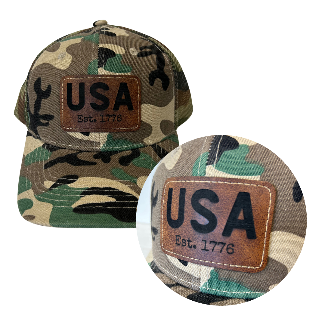 USA - Engraved Leatherette Hat