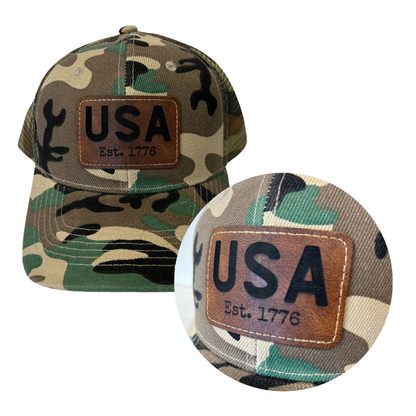 USA - Engraved Leatherette Hat