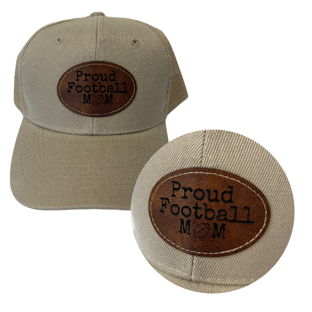 Football Mom - Engraved Leatherette Hat