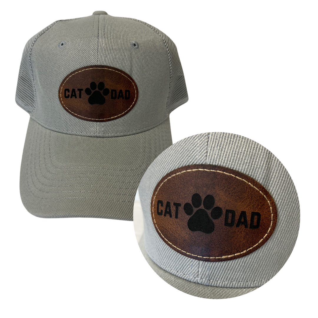 Cat Dad - Engraved Leatherette Hat