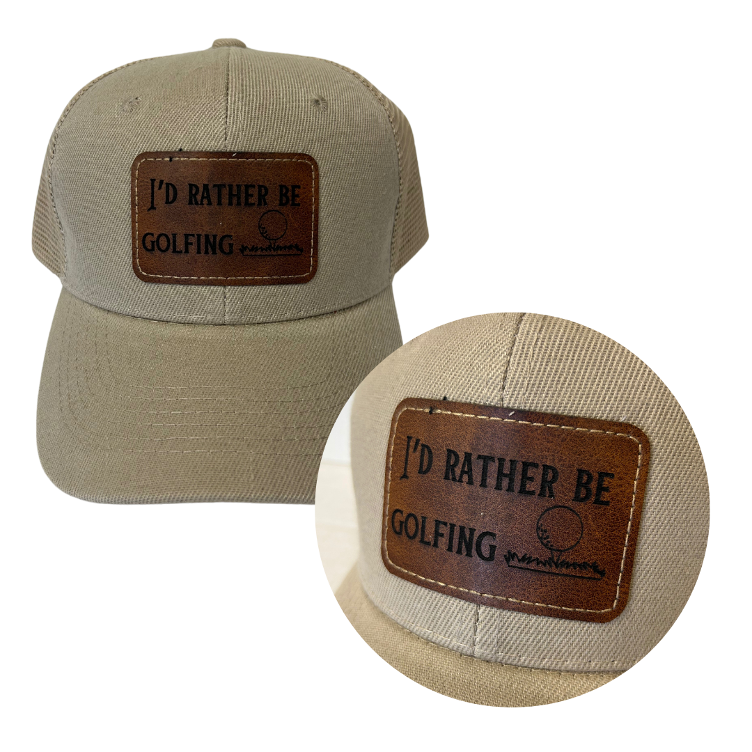 I'd Rather Be Golfing - Engraved Leatherette Hat