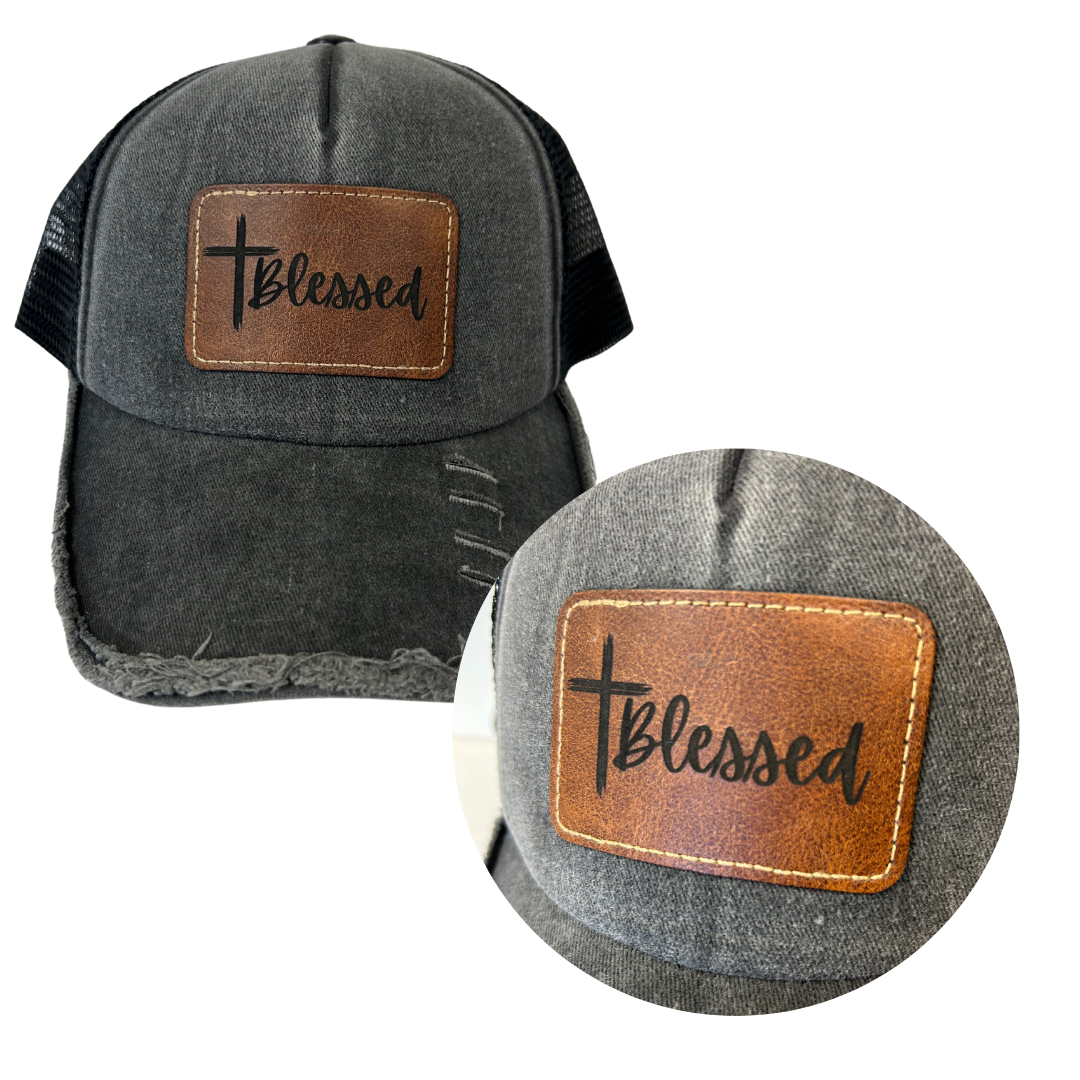 Blessed - Engraved Leatherette Hat