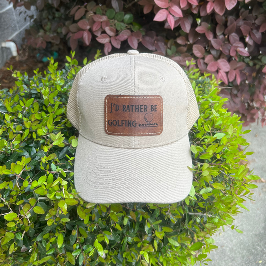 I'd Rather Be Golfing - Engraved Leatherette Hat