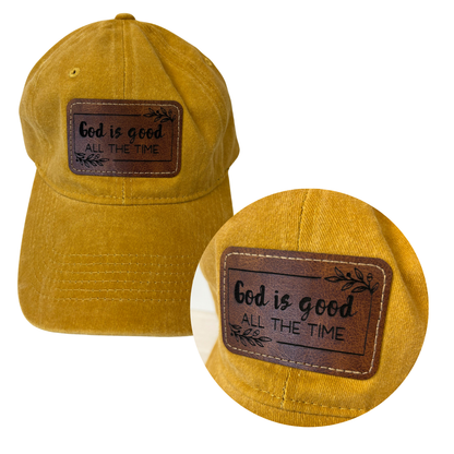 God is Good, All The Time - Engraved Leatherette Hat