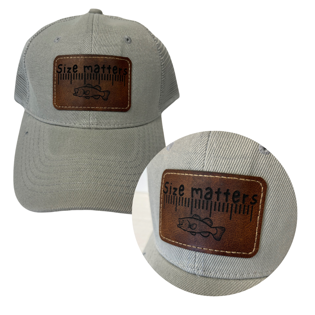 Size Matters Fish - Engraved Leatherette Hat