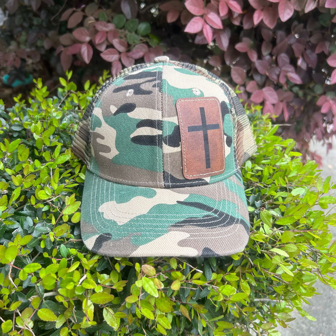 Cross - Engraved Leatherette Hat