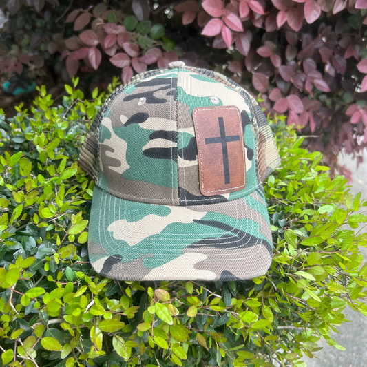 Cross - Engraved Leatherette Hat