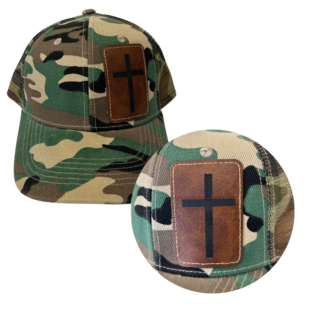 Cross - Engraved Leatherette Hat
