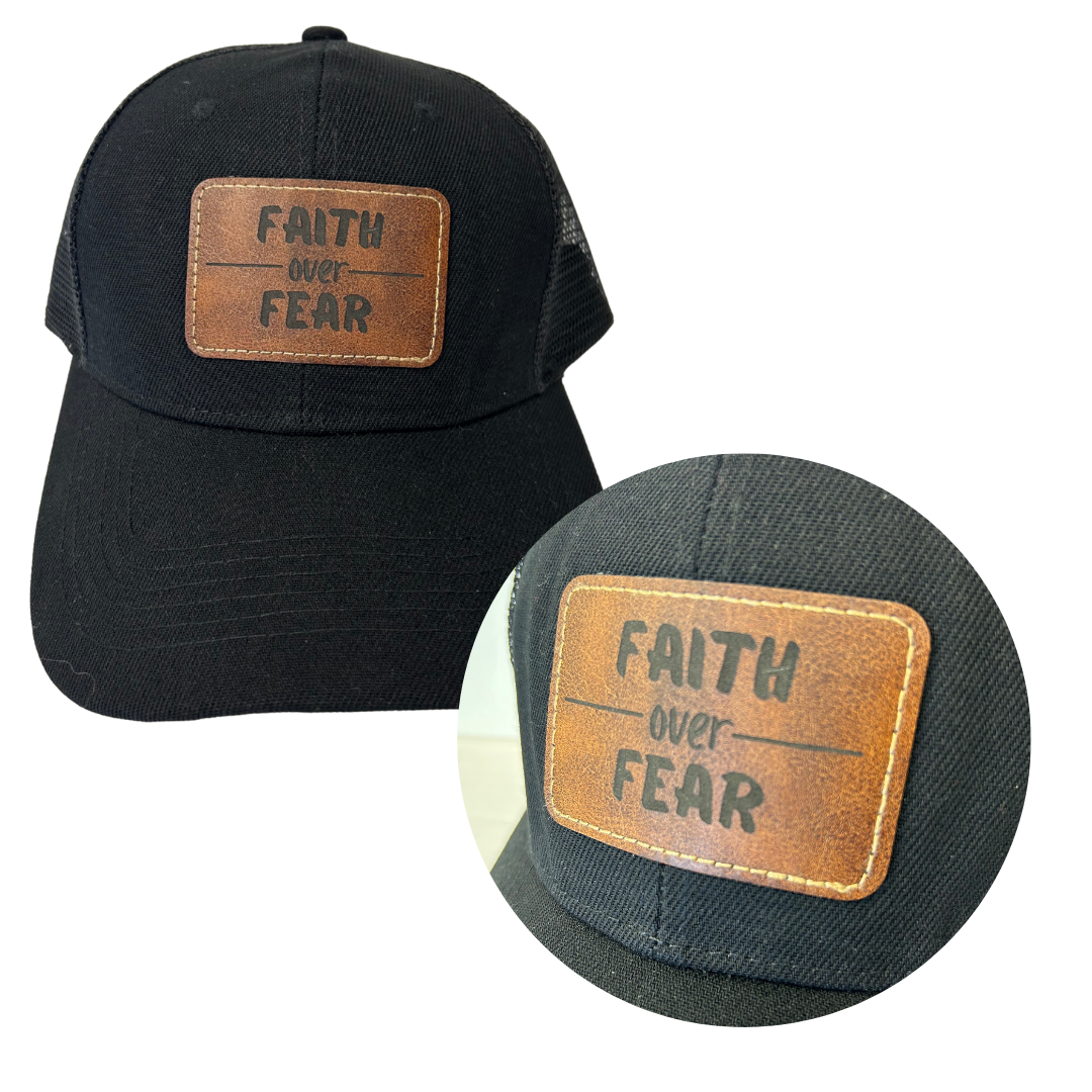 Faith Over Fear - Engraved Leatherette Hat
