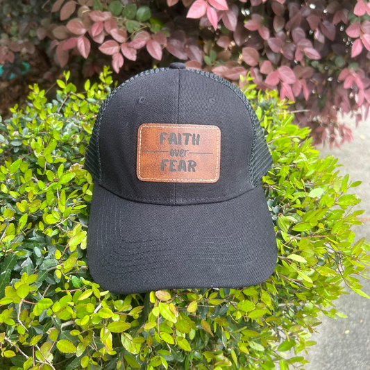 Faith Over Fear - Engraved Leatherette Hat