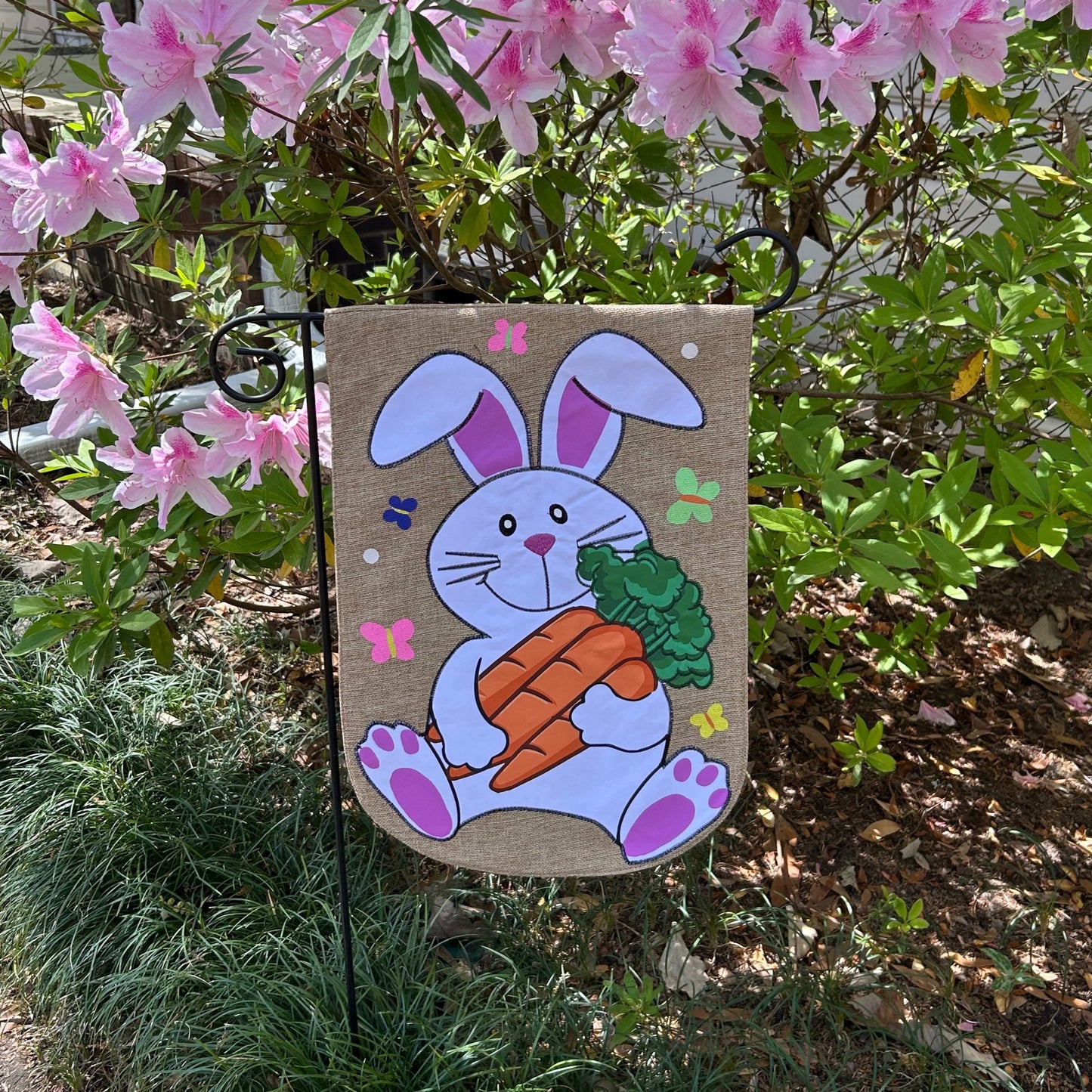 Easter Bunny 2-Sided Burlap Garden Flag 12.5x18"