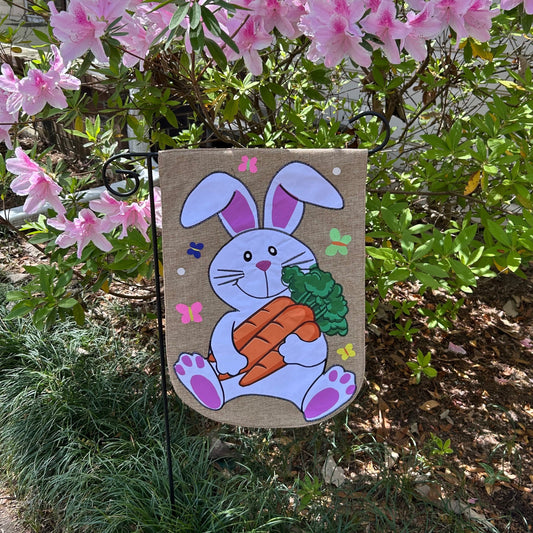 Easter Bunny 2-Sided Burlap Garden Flag 12.5x18"