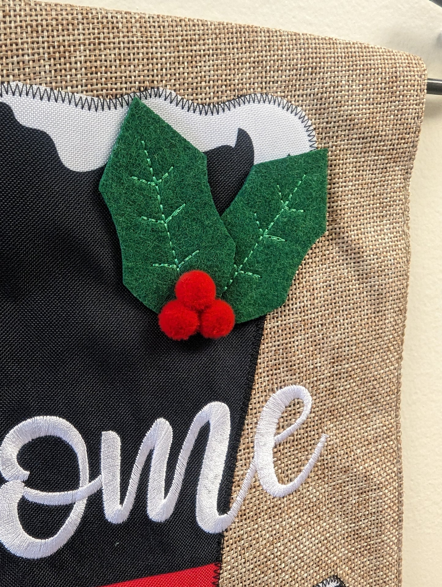Snowman Top Hat Welcome Burlap 2-Sided Garden Flag 12.5x18"