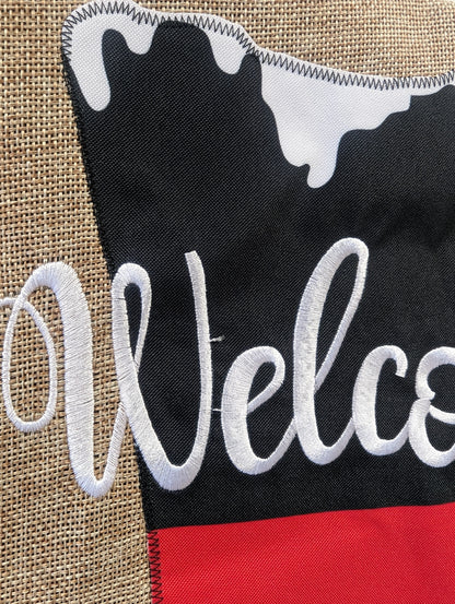 Snowman Top Hat Welcome Burlap 2-Sided Garden Flag 12.5x18"