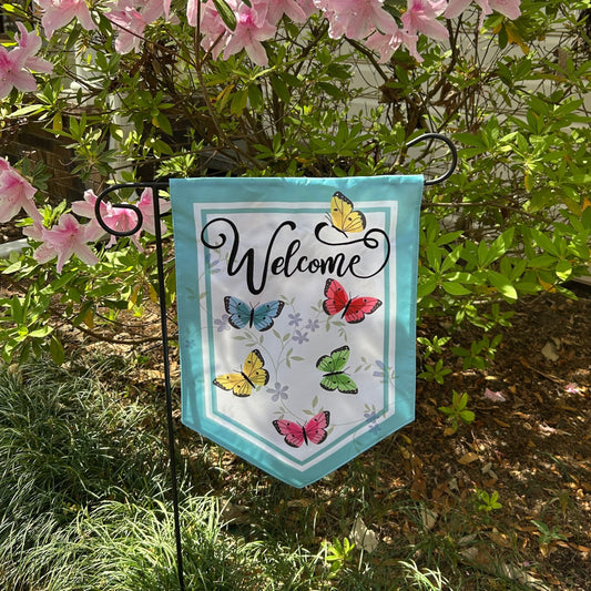 Butterfly Welcome 2-Sided Garden Flag 12.5x18"