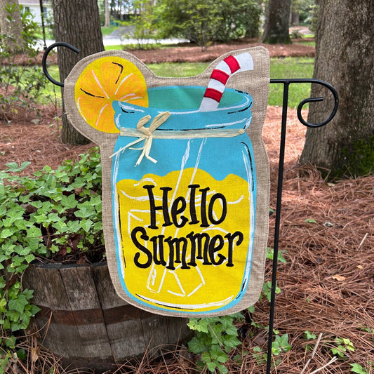 Mason Jar Lemonade Burlap 2-Sided Garden Flag 12.5x18"