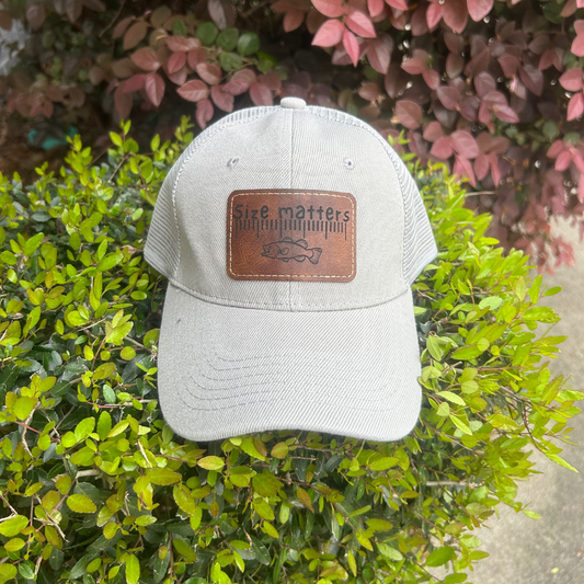 Size Matters Fish - Engraved Leatherette Hat