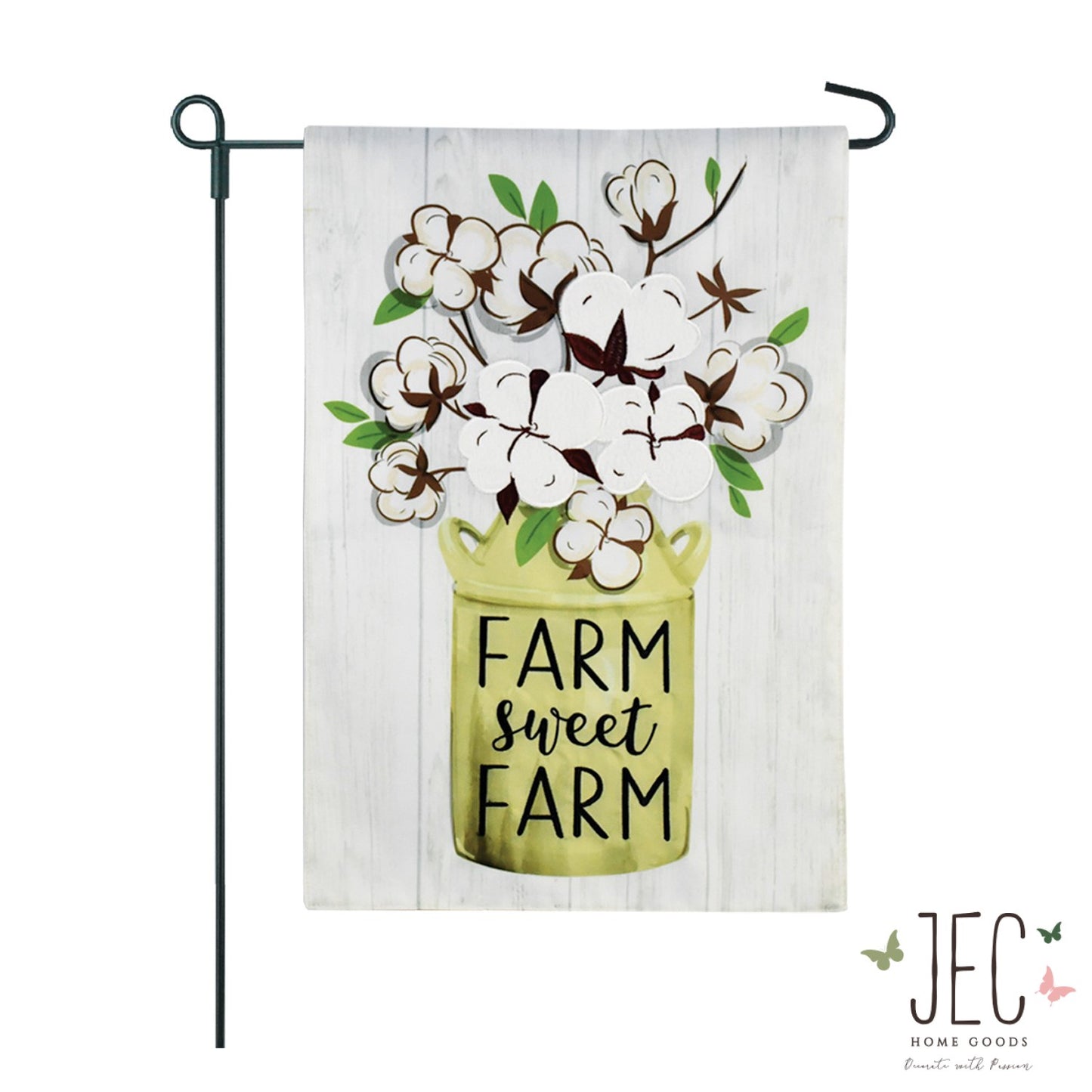 Cotton Milk Jar 2-Sided Garden Flag 12.5x18"
