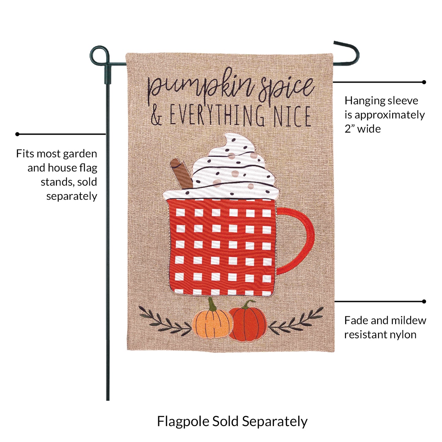 Pumpkin Spice Nice Burlap 2-Sided Garden Flag 12.5x18"