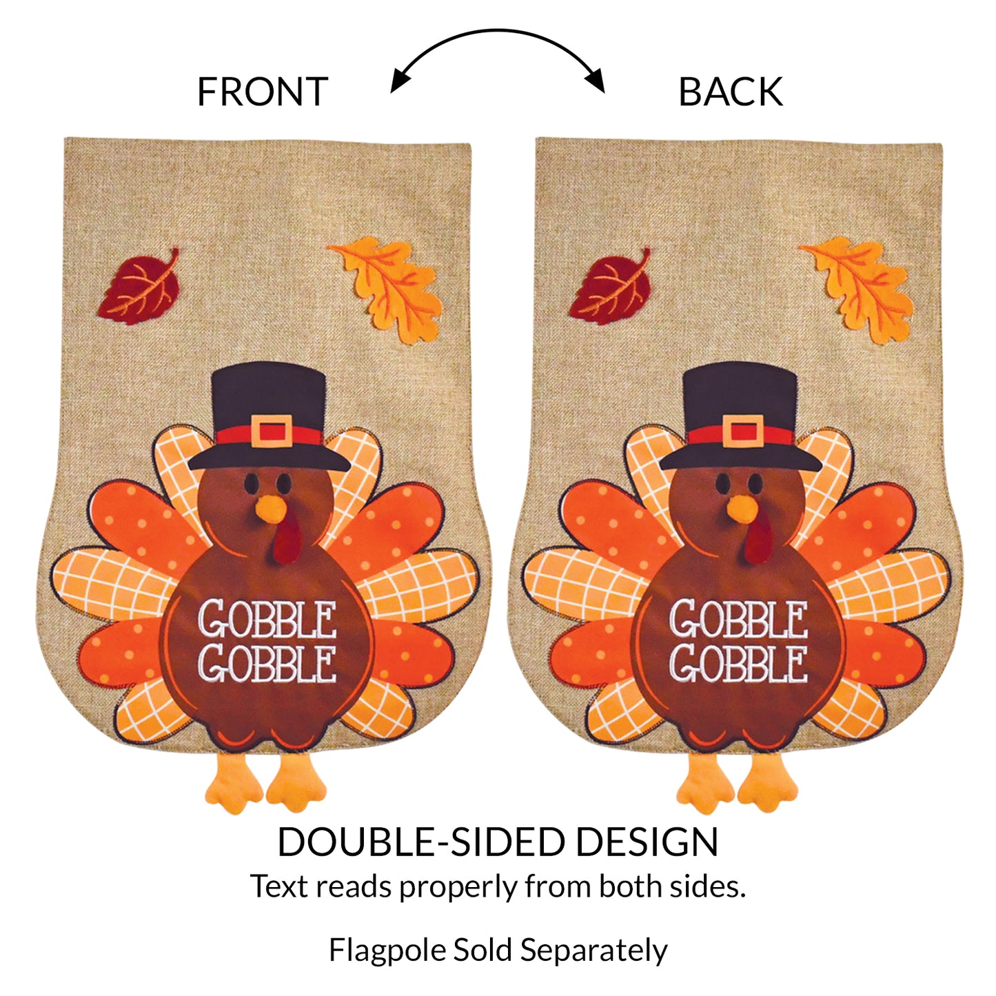 Turkey Burlap 2-Sided Garden Flag 12.5x18"