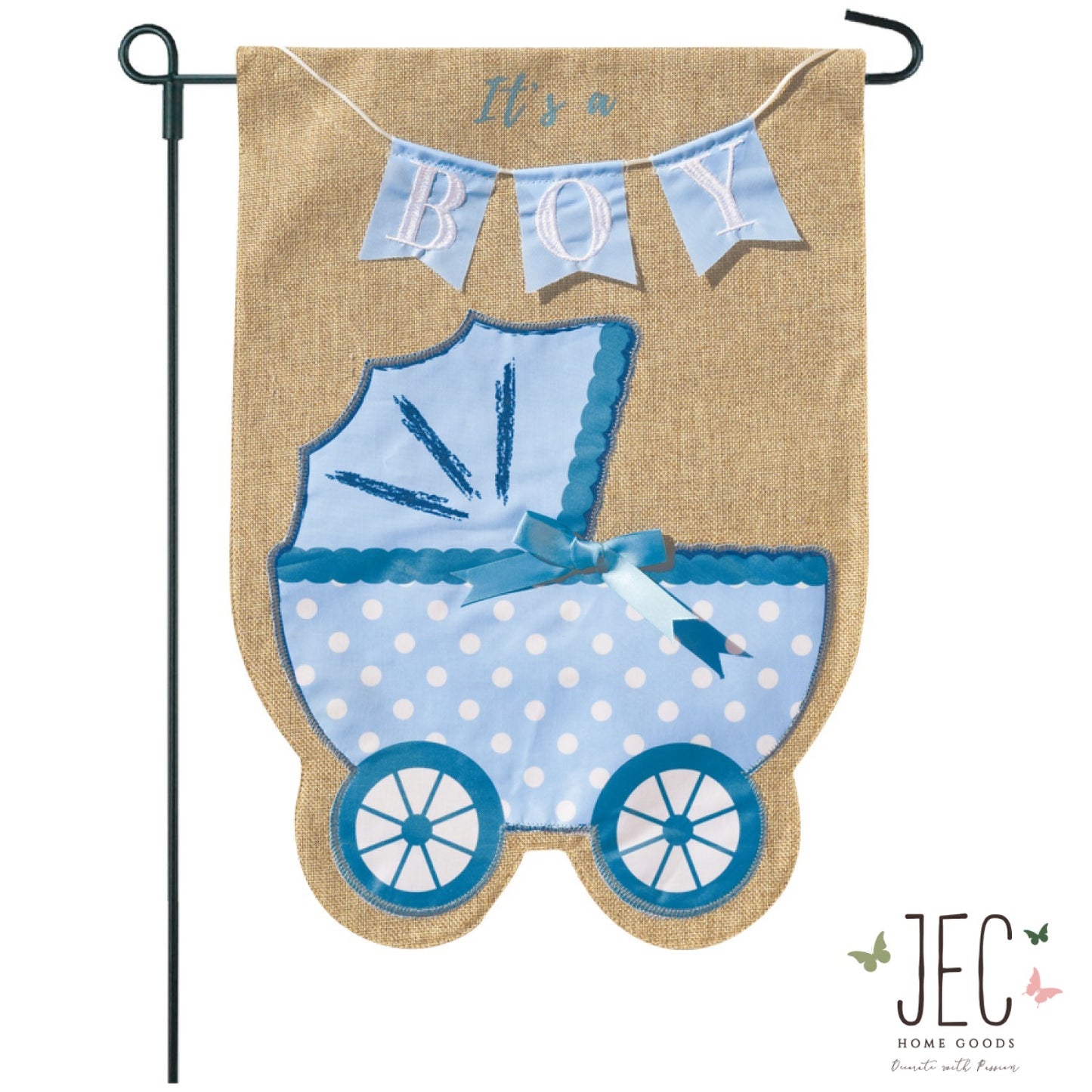Baby Bassinet Burlap 2-Sided Garden Flag 12.5x18"