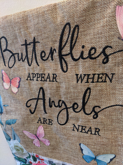 Butterflies Floral Faith 2-Sided Burlap Garden Flag 12.5x18"