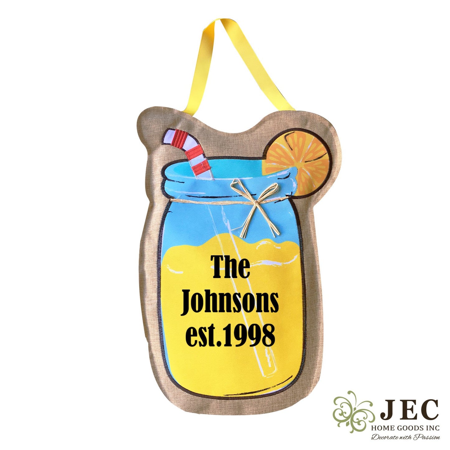 Personalized Mason Jar Burlap Wall Décor 21"x23"